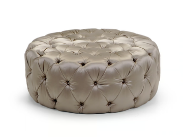 MALVINA - Tufted round leather pouf by Domingo Salotti - view 2